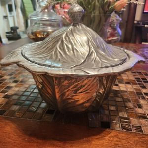 Peltrina Argentina Pewter Cabbage Bowl Covered Ice Bucket Lidded Silver